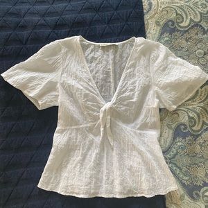 Abercrombie tie front linen top